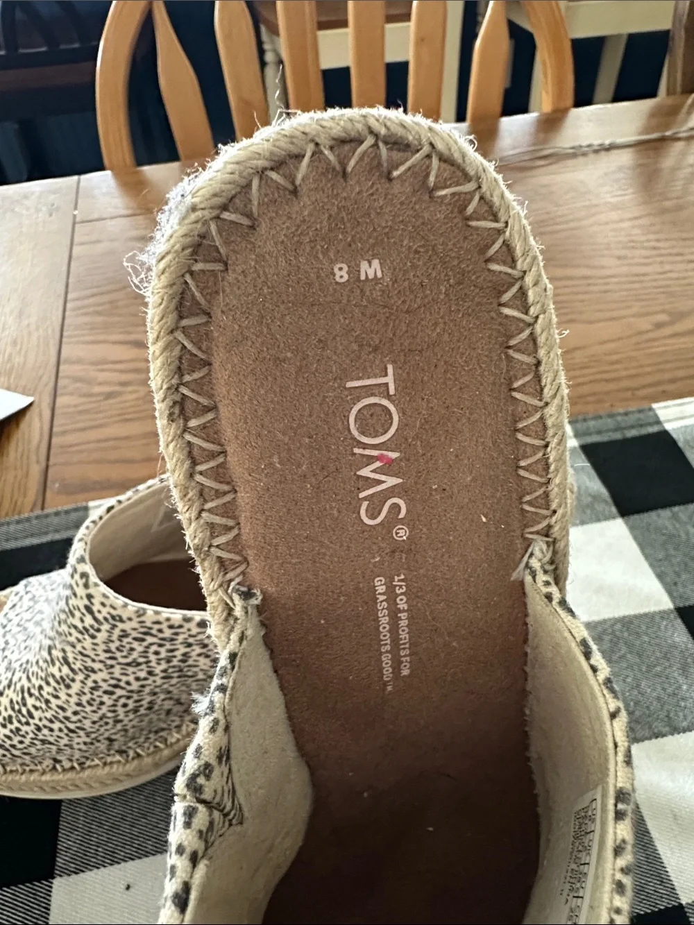 TOMS Speckled Cream Open-Toe Espadrille Wedge Slides